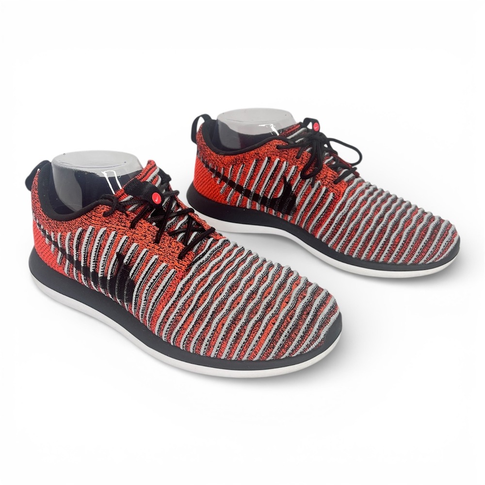 Nike Roshe Run Flyknit Women's Sneakers Red Orange Grey Black 7.5 Women 6Y